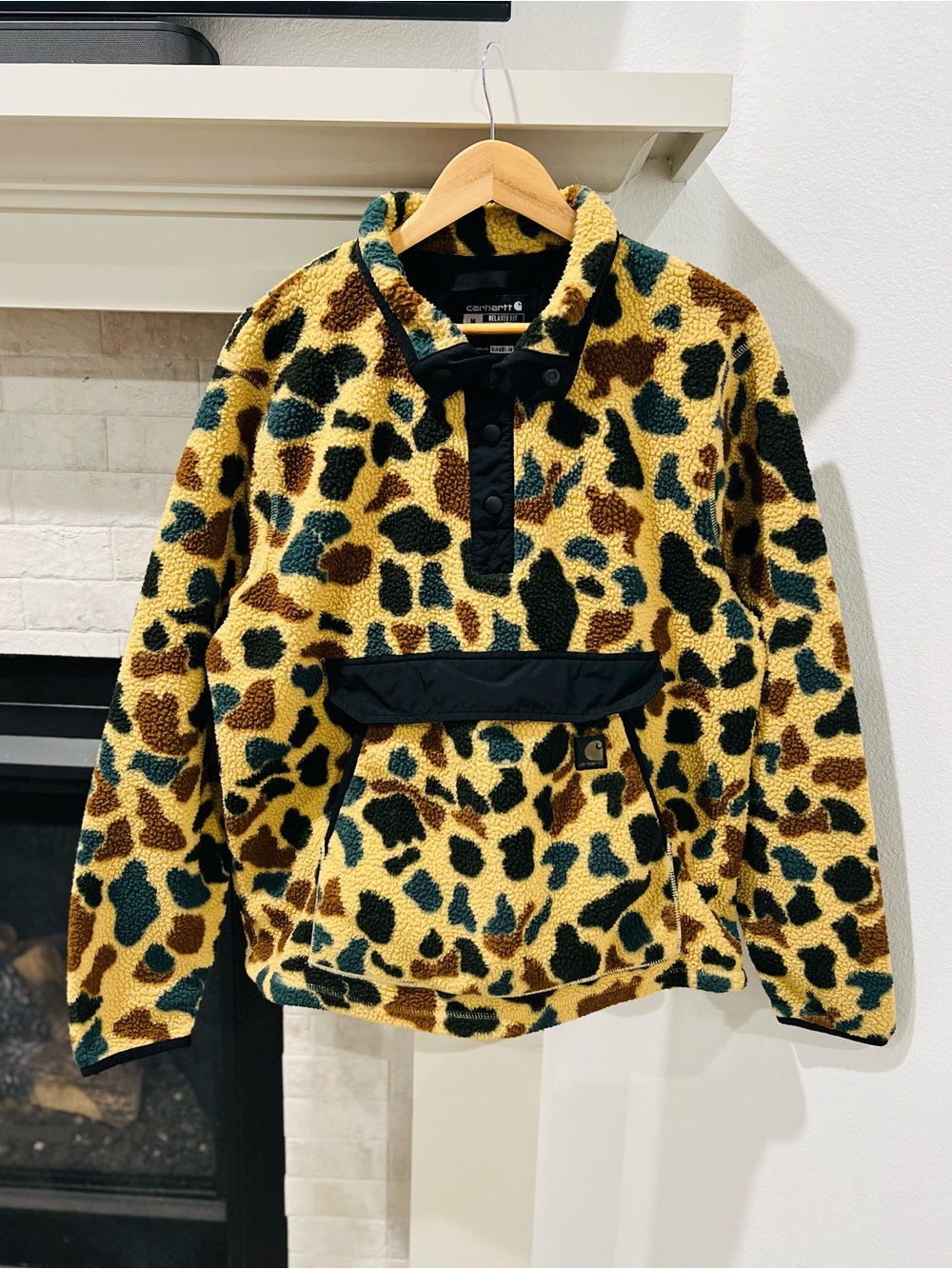 Carhartt Relaxed Fit Fleece Snap Pullover 1972 Duck Camo Gorpcore size Medium